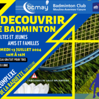 Journée découverte samedi 13 juillet 2024 du badminton 🏸 ouvert à tous.