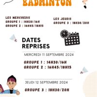 Dates reprises école de badminton 2024