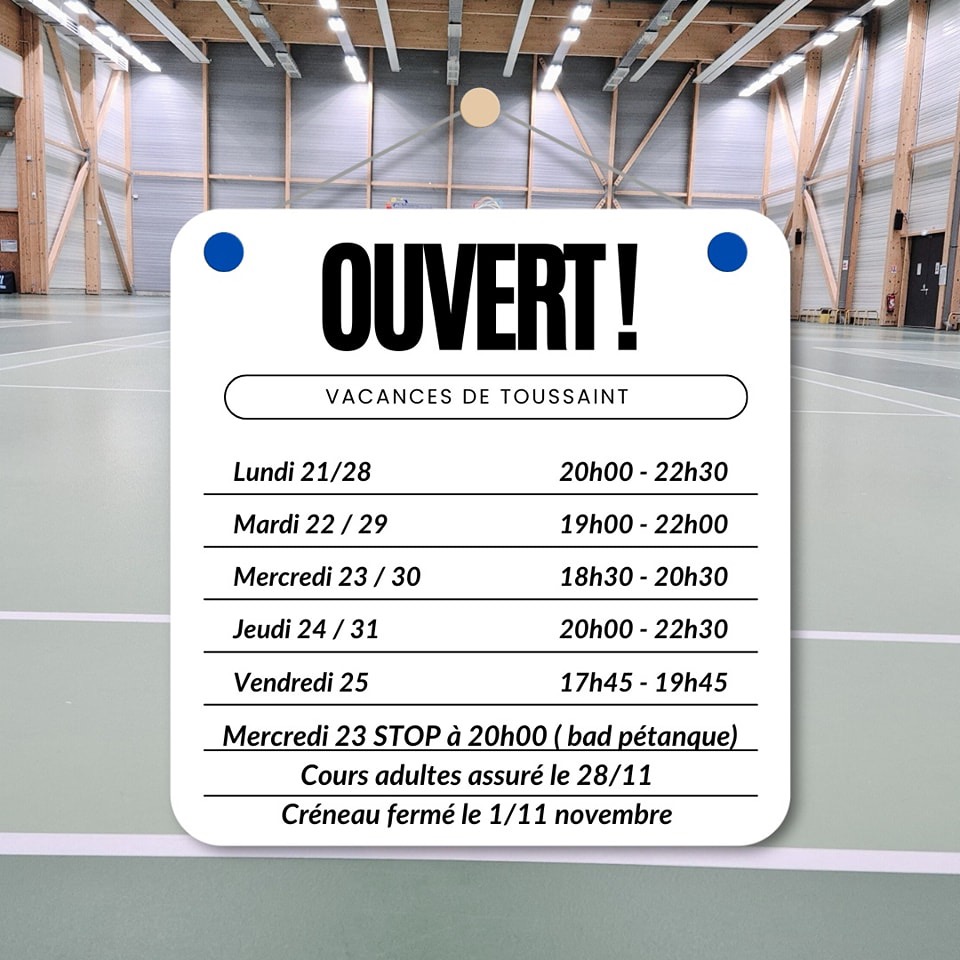 Horaires vacances toussaint 2024